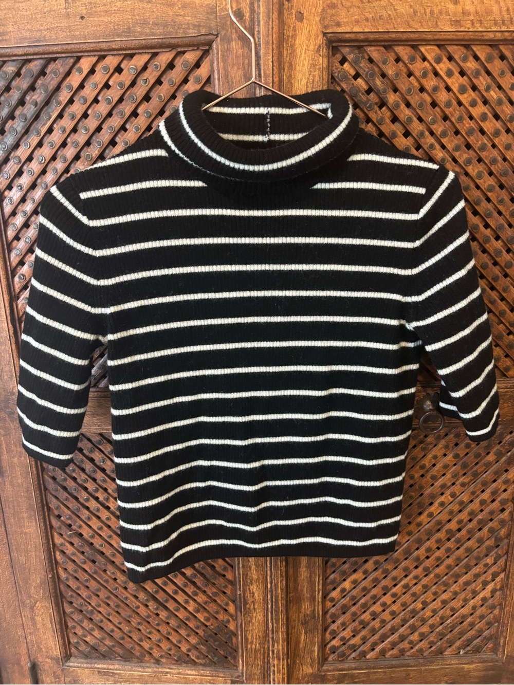 Madewell Black & White Striped Cowl Neck Sweater